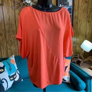 bebe Hot Coral Batwing Sleeve Blouse